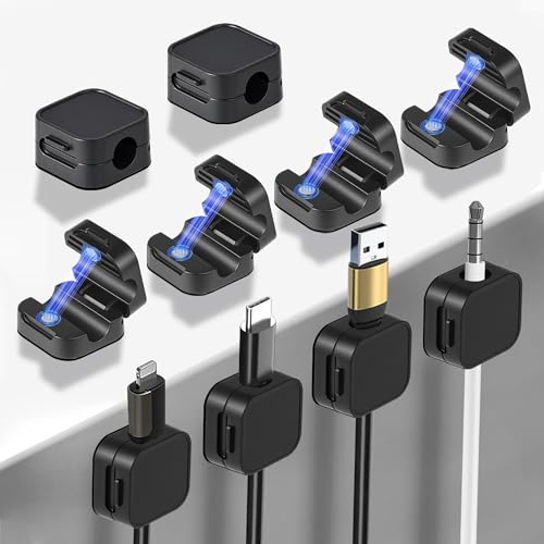 10 Pack Desk Cable Strong Adhesive Management Clips，Organize Phone Charging Magnetic Cable Wire Holder, Easy to Open, for Desk, Wall, Office, Car,Nightstand(Black) - color: Black