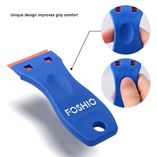 FOSHIO 20PCS Blue Plastic Razor Blade Scraper Tool for Gasket Remover, Sticker Remover, Labels Decal and Adhesive Remover for Windows and Glass - color: With Blue Scraper (20 Pack)