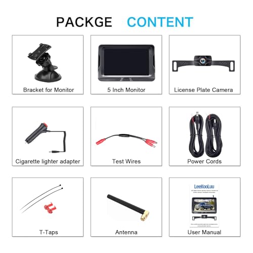 HD 1080P Wireless Backup Camera for Truck: 5 Inch Clear Day & Night Vision - size: 5'' + License Plate Camera for Truck