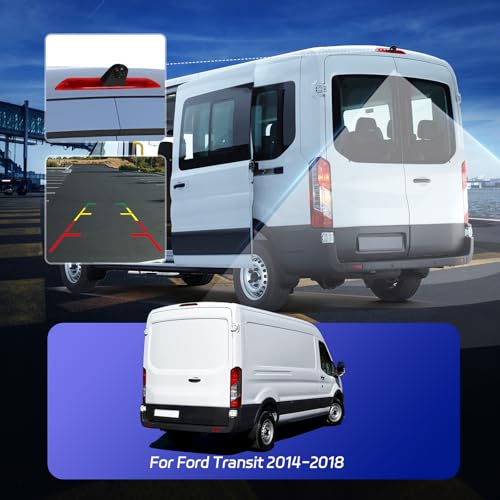 Brake Light Backup Camera for Ford Transit 150 250 350 2014-2018, AHD 720P / CVBS 480P, Waterproof Rear View Reverse Camera, Night Vision, Viewing Angle, Parking Assist, Roof Mount Back Up Cam