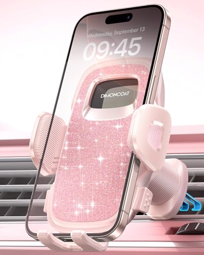 Upgraded Phone Holders for Your Car with New Metal Hook Clip,Vent Car Mount - color: Pink