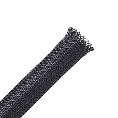 100ft - 1 inch PET Expandable Braided Sleeving – Black – Alex Tech Braided Cable Sleeve - color: Black, size: 1"-100ft