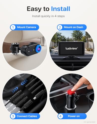 LUCKVIEW Dual Baby Car Camera, HD1080P Spilt Screen for 2 Kids - color: Blue