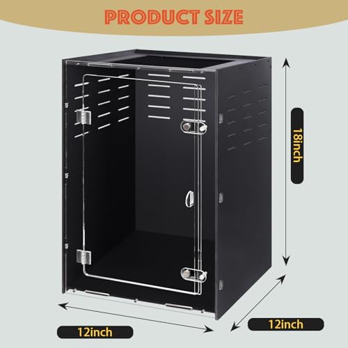 12" x 12" x 18" Reptile Enclosure, Black PVC Terrarium with Front Opening Doors, Screen Top Ventilation, Secure Lock for Arboreal Reptiles - color: Black