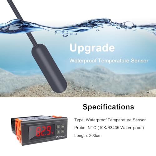 KETOTEK Digital Temperature Controller AC110V 10A Fahrenheit Thermostat with 2m Waterproof Sensor 2 Relays Heating Cooling Incubator - style: Output: 10A