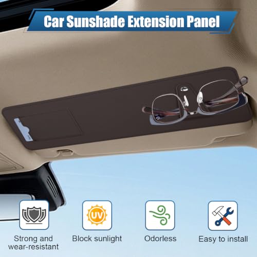 Car Sun Visor Extender with Sunglass Clip&Ticket Card Holder, Brown - color: Brown