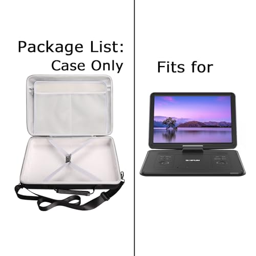 Tourmate Hard Storage Case for BOIFUN/YOTON/POFOTO/PJGCWB/WONNIE 17.5" Portable DVD Player，14'' 15.5" 15.7" 16.9" With Fixed Spring Rope EVA Box (Only Case)(Only BOX) - color: Black