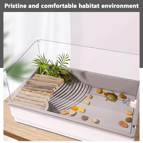 POPETPOP Wooden Turtle Hideout and Reptile Shelter DIY Terrarium Cave with Stick Design for Indoor Pet Habitat Landscaping and Crawling Platform