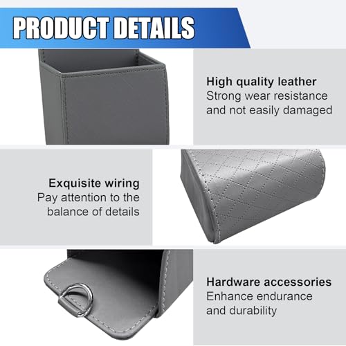 Car Vent Storage Bag, Leather Car Dashboard Organizer Pocket, Grey - color: Grey