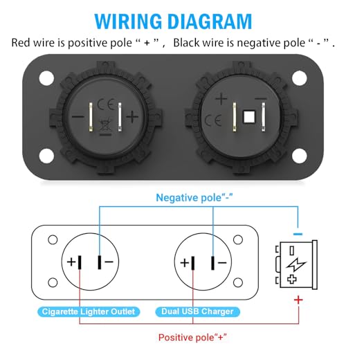 Upgraded 78W 3 Port 12V 24V USB Outlet Cigarette Lighter Socket Panel, Dual 30W PD and QC3.0 Multi Port Cylinder Charger with Button Switch and 150W Lighted Socket 2 in 1 DIY Kit for Car Boat RV, etc.
