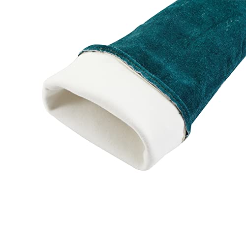 AOWPFVV Animal Handling Gloves Bite Proof Leather Dog Cat Scratch Bird Falcon Grabbing Reptile Squirrel Snake(Large,23.6in) - color: Dark Green +Black Padding Size Large 23.6in