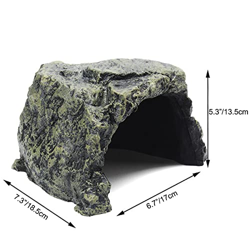 Besimple Aquarium Fish Hide Cave Decoration, Reptile Rock Hideouts Stone Cave Hide House Fish Tank Aquarium Accessories for Betta Shrimp Turtle Amphibians Small Lizards(Rock Hide Cave)