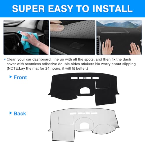Autorder Dashboard Cover Mat for Ford Edge 2007-2014 Accessories Dash Cover Upgrade Flannel Dash Mat Sunshade Glare UV Rays Protector - size: Black 07-14 Edge