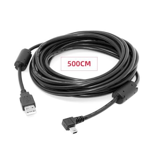 chenyang Mini USB Cable USB 2.0 Male to Mini USB 5 Pin Male 90 Degree Left Angled Charging Data Transfer Extension Cable 5.0M for Dash Cam/GPS/Microphone - color: Left Angled, size: 5.0M