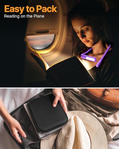 Neck Light with Storage Case, 3 Colors Dimmable Reading Light - color: Dark Purple Light with Storage Case