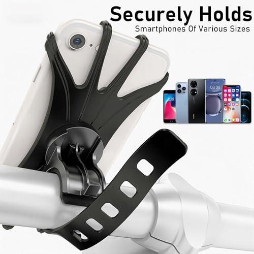 Black Bike & Motorcycle Phone Holder – 360° Rotating Universal Mount for iPhone, Samsung & Smartphones - color: Black