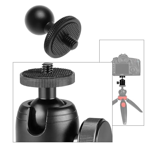 17mm Ball Head Converter 1/4 Screw Head/Thread for Car Monitor Pad GPS Cellphone Ball Mount Base Camera Bracket 360° Panoramic Photography Ballhead