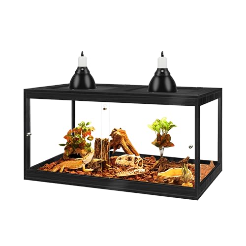 PROLEE Reptile Tank, 65 Gallon Beard Dragon Tank, Tempered Glass Reptile Encloure and Snake Tank with Locking Design for Lizard,Gecko,Chameleon (40"X19.5"X19.5",Black) - color: Black, size: 65 Gallon (40x19.5x19.5 Inch)