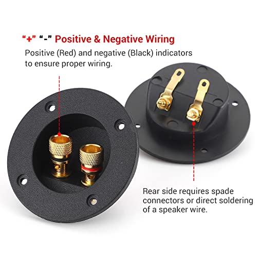 Facmogu 2PCS Round 3 Inch 2-Way Speaker Box Terminal Cup Binding Post - color: 2-way Round