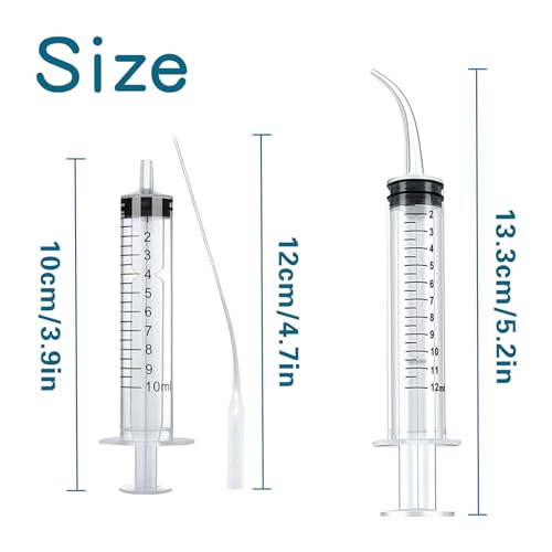 10pcs Plastic Pet Feeding Syringe with Silicone Curved Tip, 4.7inch/12cm Soft Feeding Tubes for Small Dogs, Birds, Cats, Puppy, Kitten, 12ml