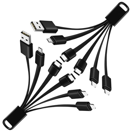 Multi Charging Cable Short with 2x Lighting 2x USB-C 1x Micro USB, 2Pack - color: Black