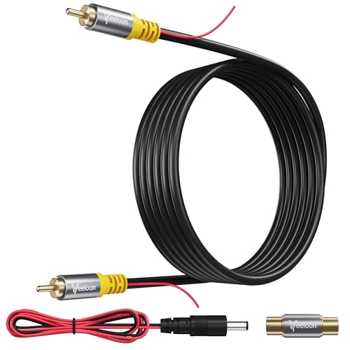 Backup Camera RCA Video Cable Kits,25 FT Car Reverse Rear View Camera Video Extension Cord with Detection Wire, Female-to-Female Coupler for Car AV Reversing Camera, CCTV, DVD, TV Box, RV, Truck, Bus - size: 25 FT