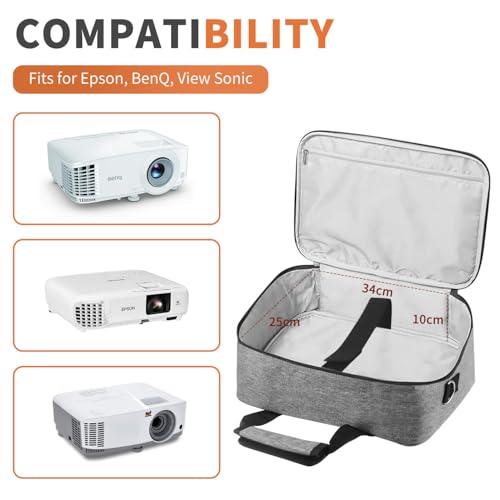 Projector Carrying Bag, Projector Carrying Case, Projector Case, Portable Carrying Bag with Laptop Compartment & Adjustable Shoulder Strap,Portable Bag for Most Major Projector