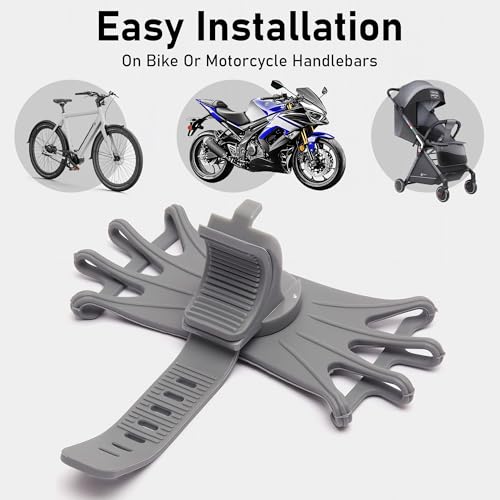 Gray Bicycle Phone Mount – Universal 360° Handlebar Holder for Motorcycles & Bikes - color: Gray