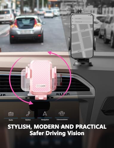 Wireless Car Charger, JOYMASS 15W Fast Charging Auto Clamping Car Charger Cell Phone Holder Mount Vent for iPhone 15 14 13 12 Mini Pro Max, Samsung Galaxy S24 Ultra S23 S22 S21+ Note 20, etc - Pink - color: PINK