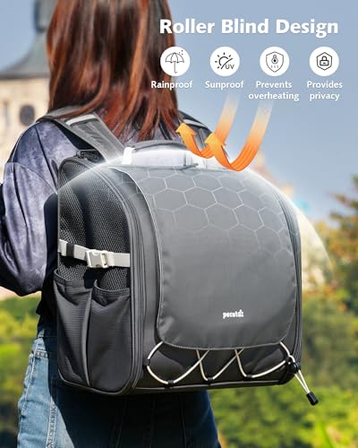 Pecute Small Pet Carrier, Breathable Bearded Dragon Carrier, with Transparent Bubble & Steel Frame, Safety Lock for Hamster, Rabbit, Guinea Pig, Parrot, Kitten, Puppy, Ideal for Travel/Vet Visits/Camp - color: Gray