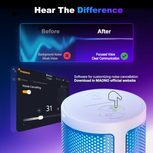 MAONO DGM20 USB Gaming Microphone for PC with Clear Voice & RGB Lighting - color: White