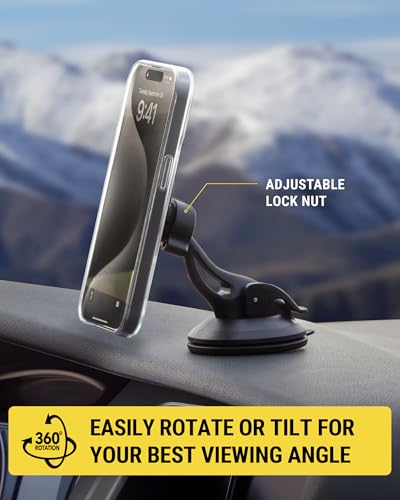 Scosche MagicMount™ SMSWD Magnetic Phone Holder for Car Dashboard/Windshield, MagSafe Stand, Suction Cup Phone Mount Compatible with iPhone 16 15 14 13 12 Series, Mag Safe Case & All Cell Phone - size: 1 Pack, style: Window / Dash Suction