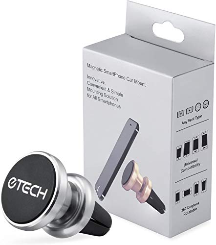 eTECH Magnetic Phone Car Mount Holder, Magnetic Mount Universal Air Vent for iPhone X / 8 Plus / 7 / 6S / 5S, Galaxy S5 / S6 / S7 / S8 / S9, Google Pixel, LG, & Other Smartphones (2Pack Silver) - color: 2Pack Silver