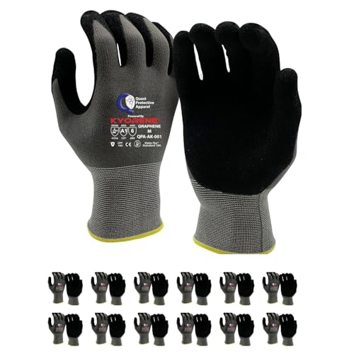 Quest Protective Apparel Cut Resistant Work Gloves (ANSI A1) – Lightweight Gloves for Gardening,DIY,Mechanical & General Handling – Breathable Grip Gloves for Men & Women – Medium, Pack of 12 - size: Medium, style: Pack of 12