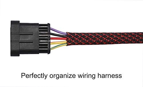 100ft - 1/2 inch PET Expandable Braided Sleeving – BlackRed – Alex Tech Braided Cable Sleeve - color: Blackred, size: 1/2"-100ft