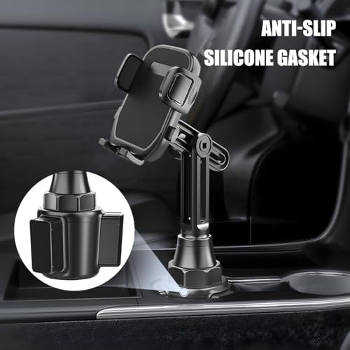Car Cup Phone Holder, 360° Rotation with Long & Adjustable Neck