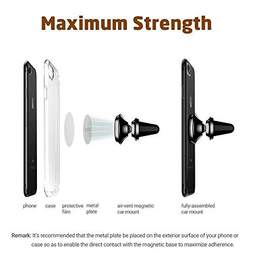 eTECH Magnetic Phone Car Mount Holder, Magnetic Mount Universal Air Vent (Black) - color: Black
