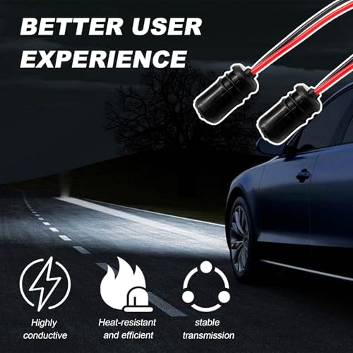 DXNQ 6PCS T10 Extension Harness Plug Connector, Car Instrument 194 Bulb Socket Base with 4.33" Wire Harness, Tail Light Socket Pre-Wired Rubber Lamp Holder for 168 175 194 W5W Bulb - color: T10-12BK02