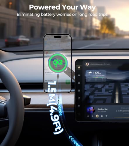 Tesla Phone Mount Qi2 Charger for iPhone MagSafe 【Hidden Foldable Design】 15W Wireless Charging, Universal Car Magnetic Dashboard Phone Holder, Tesla Model 3/Y/Cybertruck Accessories - size: Screen+Charger