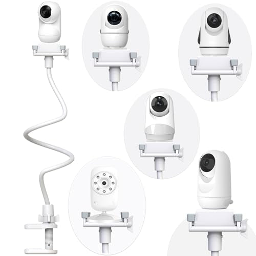 Baby Camera Monitor Mount Flexible Holder Stand Compatible with Momcozy,HelloBaby HB6550/HB65/HB66/HB6560/iFamily,Blemil,GoodBaby,OKAIDI,ANMEATE, Infant Optics Cameras and with 1/4" Cameras Clip Mount - size: 1 Count (Pack of 1)