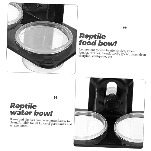 Toddmomy Reptile Feeding Bowl Container for Lizards Turtles Geckos and Durable Screw Type Design with Dual Compartment Easy to Clean Feeding Supplies for Reptiles