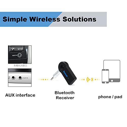 Bluetooth AUX Adapter for Car, Wireless Audio Receiver Portable Hands-Free Car Kits with AUX 3.5mm - color: black