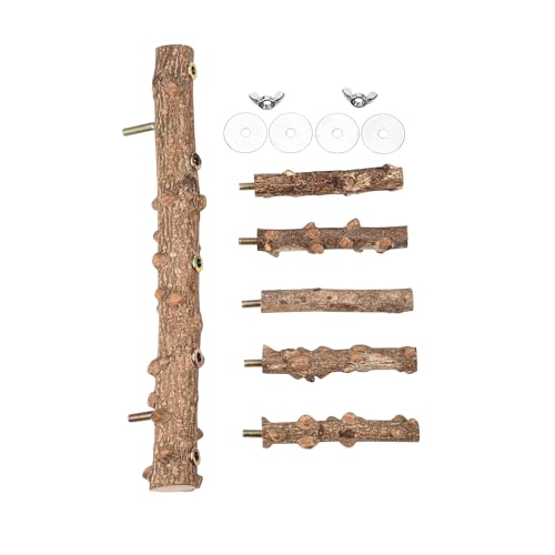 Mogoko Bird Ladder Perch for Cage, Natural Wood Bird Parrot Perch Stand Parrot Perch Bridge Climbing Chewing Toys for Small Medium Animal