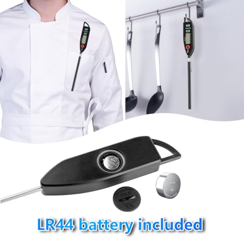 BOMATA Digital Water Thermometer for Water, Liquid, Candle and Cooking. Instant Read Food Thermometer Waterproof IPX7 with Long Probe for Cooking, Meat, BBQ! T101 (Black Color)… - color: Black