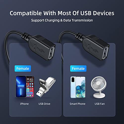 ANDTOBO USB 1 to 4 Splitter, USB 2.0 A Male to 4 USB Female Jack Y Splitter Hub Power Cord Extension Adapter Cable, Black