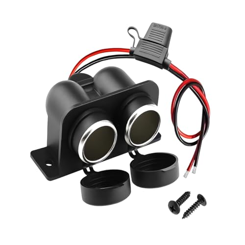 Car Cigarette Lighter Socket with Blade Fuse, 12V Waterproof Vehicle Cigarette Lighter Splitter, Automotive Charger Power Outlet Plug Adapter, Universal for Truck ATV RV