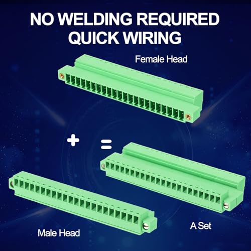 MECCANIXITY 1Set 22P 3.5mm/0.14 Inch 300V 8A PCB Mount Screw Terminal Block Connector, Pluggable Plug for DIY Electronics Audio Power Modules - size: 22P 3.5mm Pitch