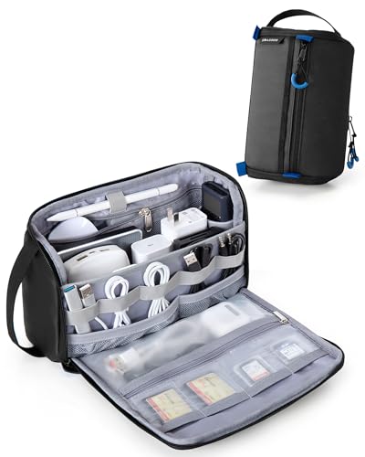 Smasrob Electronics Organizer Travel Case, Tech Bag Charger Pouch, Black - color: Black