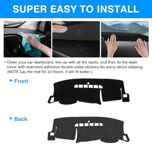 Autorder Dashboard Cover Mat for 2007-2013 Chevy Chevrolet Silverado&GMC Sierra 1500/2500HD/3500HD with Two Glove Boxes Accessories Dash Cover Upgrade Polyester Dash Mat - size: Black 07-13 Silverado 2 Glove Boxes
