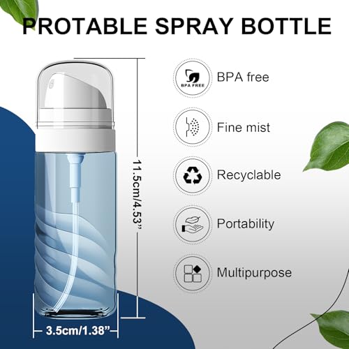 Yolaist 2 Pack 2oz/60ml Small Spray Bottle, Fine Mist TSA Travel Size Toiletries Sprayer – Refillable & Leak Proof Mini Empty Mister for Hair, Face Toner, Cleaning, Plants